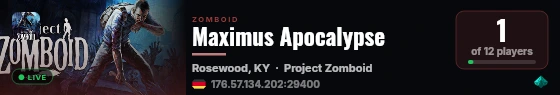 Maximus Apocalypse live status badge