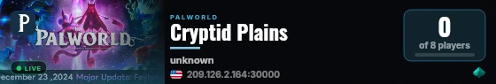 Cryptid Plains live status badge