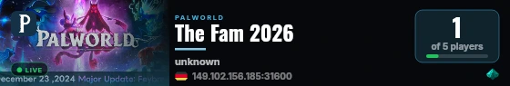 The Fam 2026 live status badge