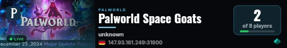Palworld Space Goats live status badge