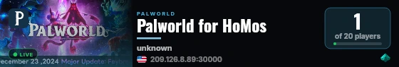 Palworld for HoMos live status badge