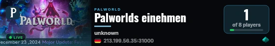 Palworlds einehmen live status badge