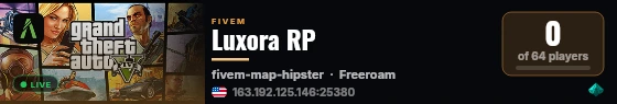 Luxora RP live status badge