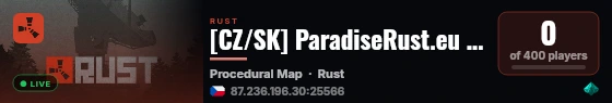 [CZ/SK] ParadiseRust.eu | PVE | Convoy live status badge