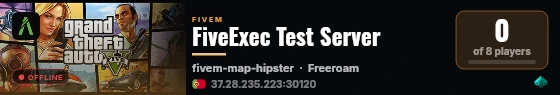 FiveExec Test Server live status badge