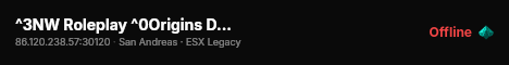 ^3NW Roleplay ^0Origins DEVELOPER SERVER live status badge