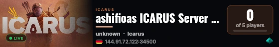 ashifioas ICARUS Server by g-portal.com live status badge