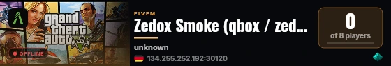 Zedox Smoke (qbox / zedox-mechanic) live status badge