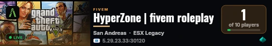 HyperZone | fivem roleplay live status badge