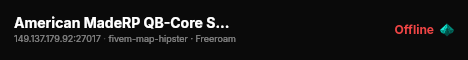 American MadeRP QB-Core Server live status badge