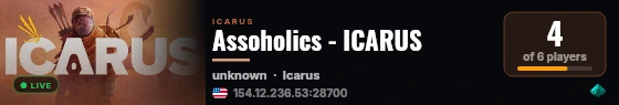 Assoholics - ICARUS live status badge