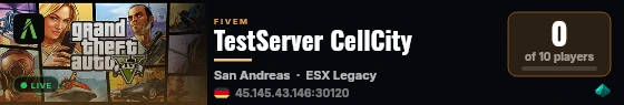 TestServer CellCity live status badge
