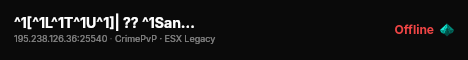 ^1[^1L^1T^1U^1]| ?? ^1SandyShores ^1|| ?? ^12 Redzones | ?? ^1500k Starting Cash live status badge