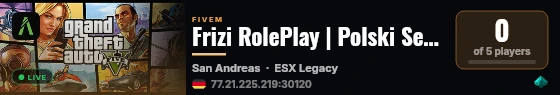 Frizi RolePlay | Polski Serwer Roleplay live status badge