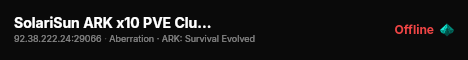 SolariSun ARK x10 PVE Cluster RU - (v358.24) live status badge