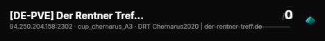 [DE-PVE] Der Rentner Treff EXILE Chernarus New Custom AMP live status badge
