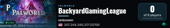 BackyardGamingLeague live status badge