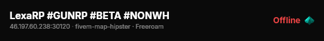 LexaRP #GUNRP #BETA #NONWH live status badge