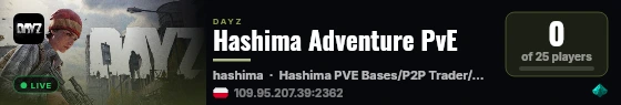 Hashima Adventure PvE live status badge