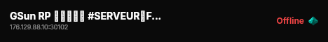 GSun RP ▬▬▬↭🡺 #SERVEUR↭FUN 🡸↭▬▬▬ 💜 live status badge