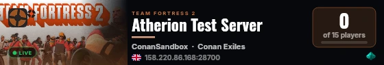 Atherion Test Server live status badge