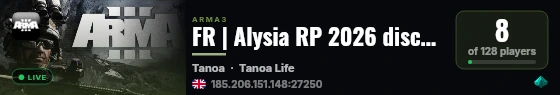 FR | Alysia RP 2026 discord.gg/RqMQ5vtcv3 live status badge