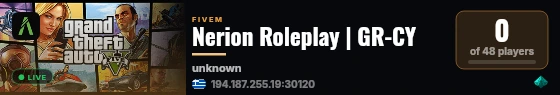 Nerion Roleplay | GR-CY live status badge