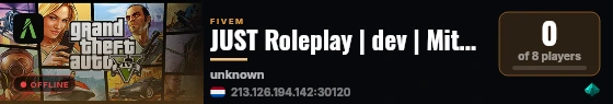 JUST Roleplay | dev | Mitchel live status badge