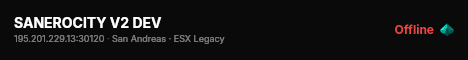 SANEROCITY V2 DEV live status badge