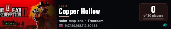 Copper Hollow live status badge