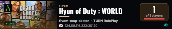 Hyun of Duty : WORLD live status badge