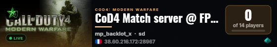 CoD4 Match server @ FPSChallenge.eu live status badge