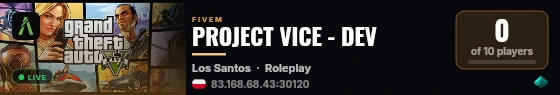 PROJECT VICE - DEV live status badge