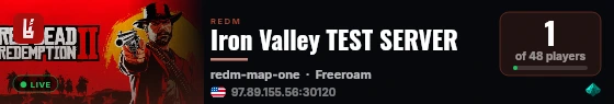 Iron Valley TEST SERVER live status badge