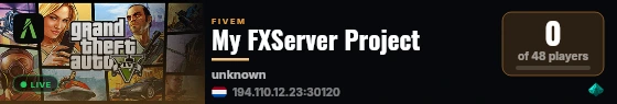 My FXServer Project live status badge