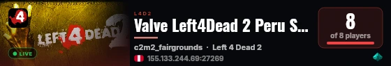 Valve Left4Dead 2 Peru Server (srcds1014-lim1.251.255) live status badge