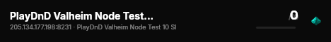 PlayDnD Valheim Node Test 10 Slots live status badge