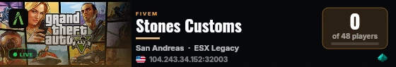 Stones Customs live status badge