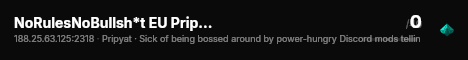 NoRulesNoBullsh*t EU Pripyat Vanilla+ 1PP discord.gg/nTnyWpt4cq live status badge