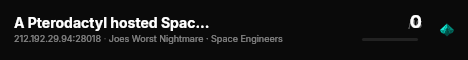 A Pterodactyl hosted Space Engineer Server live status badge