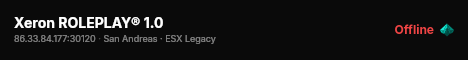 Xeron ROLEPLAY® 1.0 live status badge
