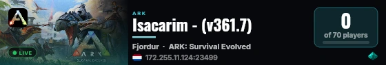 Isacarim - (v361.7) live status badge