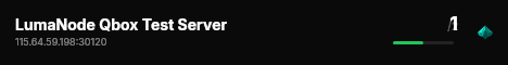 LumaNode Qbox Test Server live status badge