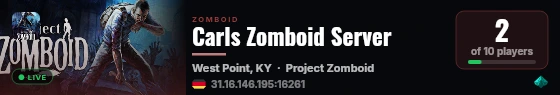 Carls Zomboid Server live status badge