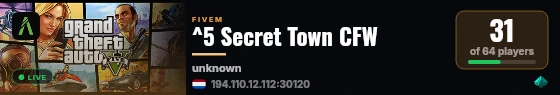 ^5 Secret Town CFW live status badge