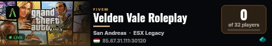 Velden Vale Roleplay live status badge