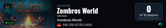 Zombros World live status badge