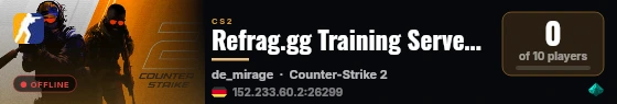 Refrag.gg Training Server (Player) live status badge