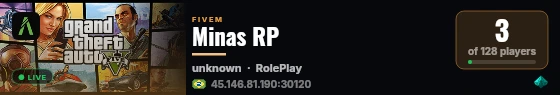 Minas RP live status badge