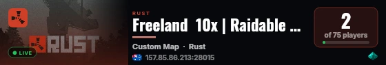 Freeland  10x | Raidable Bases | Swift Loot+| PvP | MyMini | Ki live status badge
